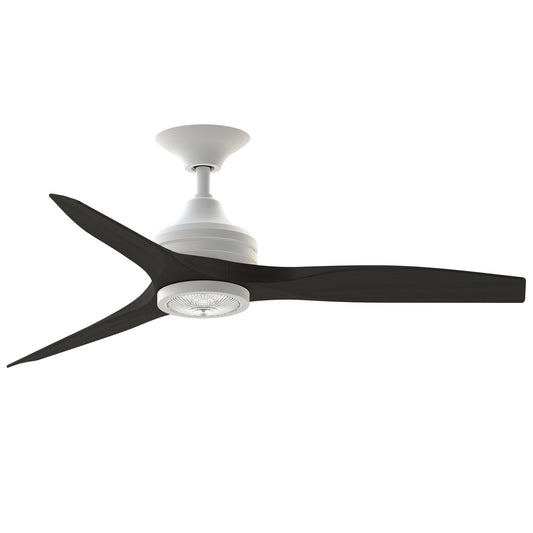 Fanimation Spitfire 48in 3-Blade Ceiling Fan with LED Light | Matte White and Dark Walnut Buttonwood | Covered Patio | Model FP6721BMW-48DWA-LK
