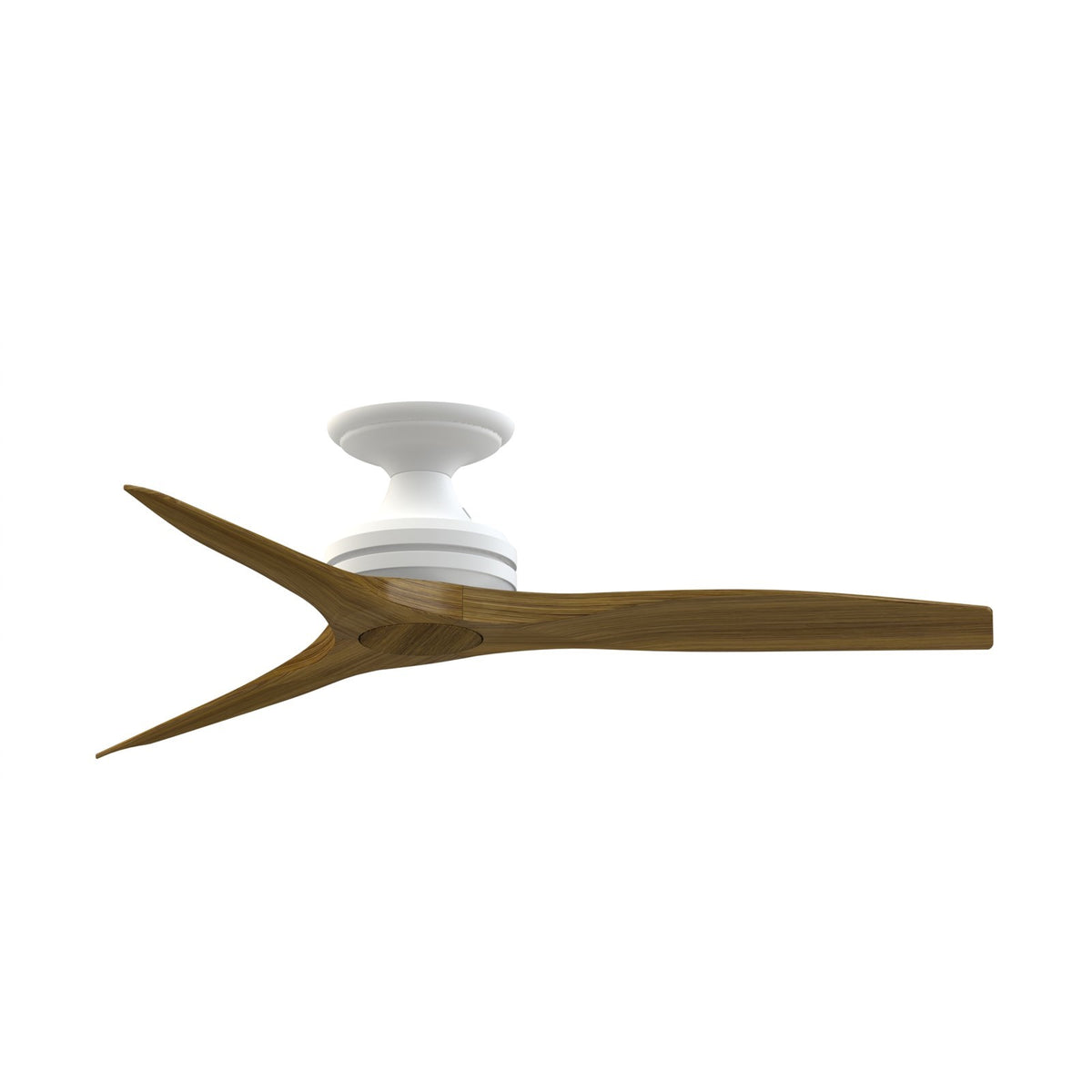 Fanimation Spitfire 48in Flush Mount Ceiling Fan | Matte White and Koa Wood | Low Ceiling Rooms & Covered Patio | Model FP6721BMW-48K-F