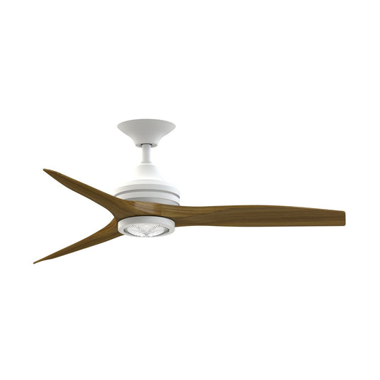 Fanimation Spitfire 48in LED Ceiling Fan | Matte White and Koa Wood | Covered Patio & Porch | 48 x 48 x 13.71 in | Model FP6721BMW-48K-LK
