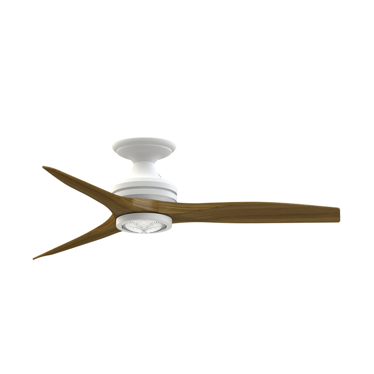 Fanimation Spitfire 48in Flush LED Ceiling Fan | Matte White and Koa Wood | Low Ceiling Rooms & Covered Patio | Model FP6721BMW-48K-LK-F