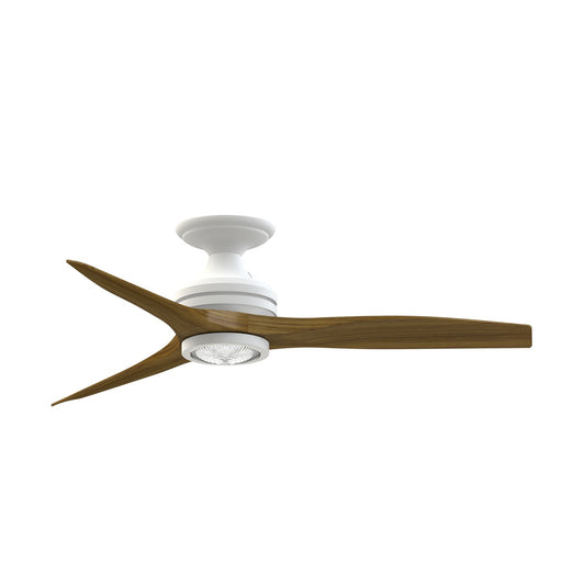 Fanimation Spitfire 48in Flush LED Ceiling Fan | Matte White and Koa Wood | Low Ceiling Rooms & Covered Patio | Model FP6721BMW-48K-LK-F