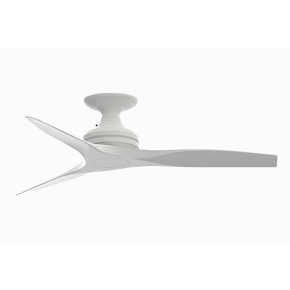 Fanimation Spitfire 48in Flush Mount 3-Blade Ceiling Fan | Matte White and Matte White Buttonwood | Low Ceiling & Sunroom | Model FP6721BMW-48MW-F