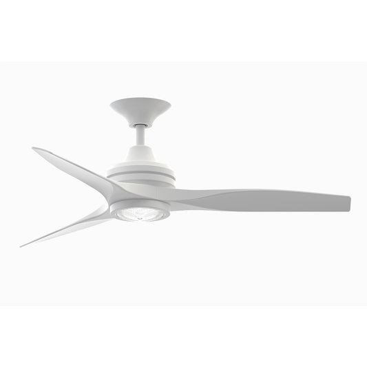 Fanimation Spitfire 48in 1-Light LED Ceiling Fan | Matte White and Matte White Buttonwood Blades | Covered Patio, Porch | Model FP6721BMW-48MW-LK