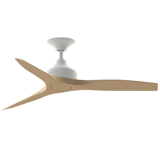 Fanimation Spitfire 48in Ceiling Fan | Matte White and Natural Buttonwood Blades | Covered Patio, Porch & Sunroom | Model FP6721BMW-48N