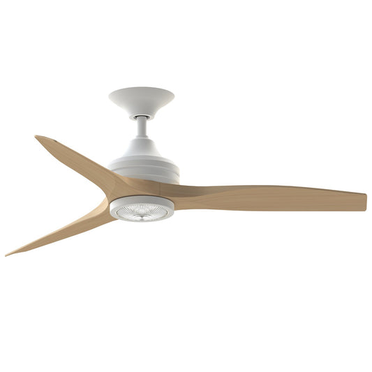 Fanimation Spitfire 48in 1-Light Ceiling Fan | Matte White and Natural Buttonwood | Covered Patio & Porch | Model FP6721BMW-48N-LK