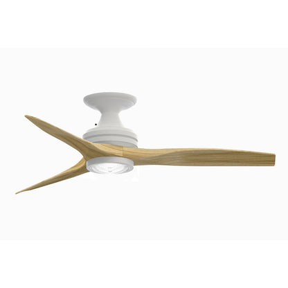 Fanimation Spitfire 48in Flush 1-Light Ceiling Fan | Matte White and Natural Buttonwood | Covered Porch & Sunroom | Model FP6721BMW-48N-LK-F