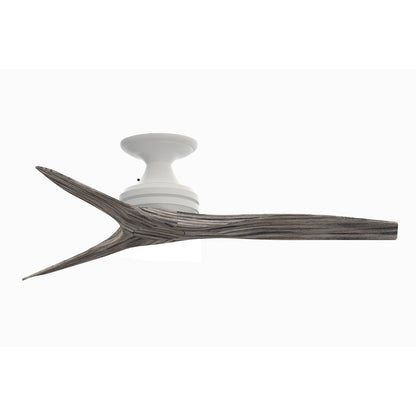 Fanimation Spitfire 48in Flush Ceiling Fan | Matte White and Weathered Wood Buttonwood | Covered Porch & Sunroom | Model FP6721BMW-48WE-F