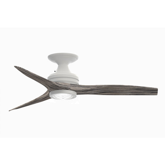 Fanimation Spitfire 48in Flush 1-Light LED Ceiling Fan | Matte White and Weathered Wood | Covered Patio & Sunroom | Model FP6721BMW-48WE-LK-F