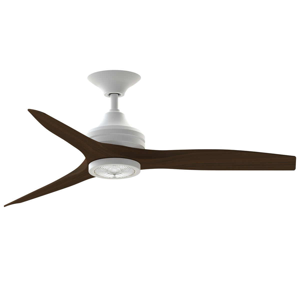 Fanimation Spitfire 48in 1-Light LED Ceiling Fan | Matte White and Whiskey Wood Buttonwood Blades | Covered Patio & Porch | Model FP6721BMW-48WK-LK