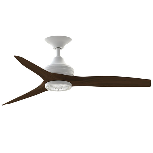 Fanimation Spitfire 48in 1-Light LED Ceiling Fan | Matte White and Whiskey Wood Buttonwood Blades | Covered Patio & Porch | Model FP6721BMW-48WK-LK