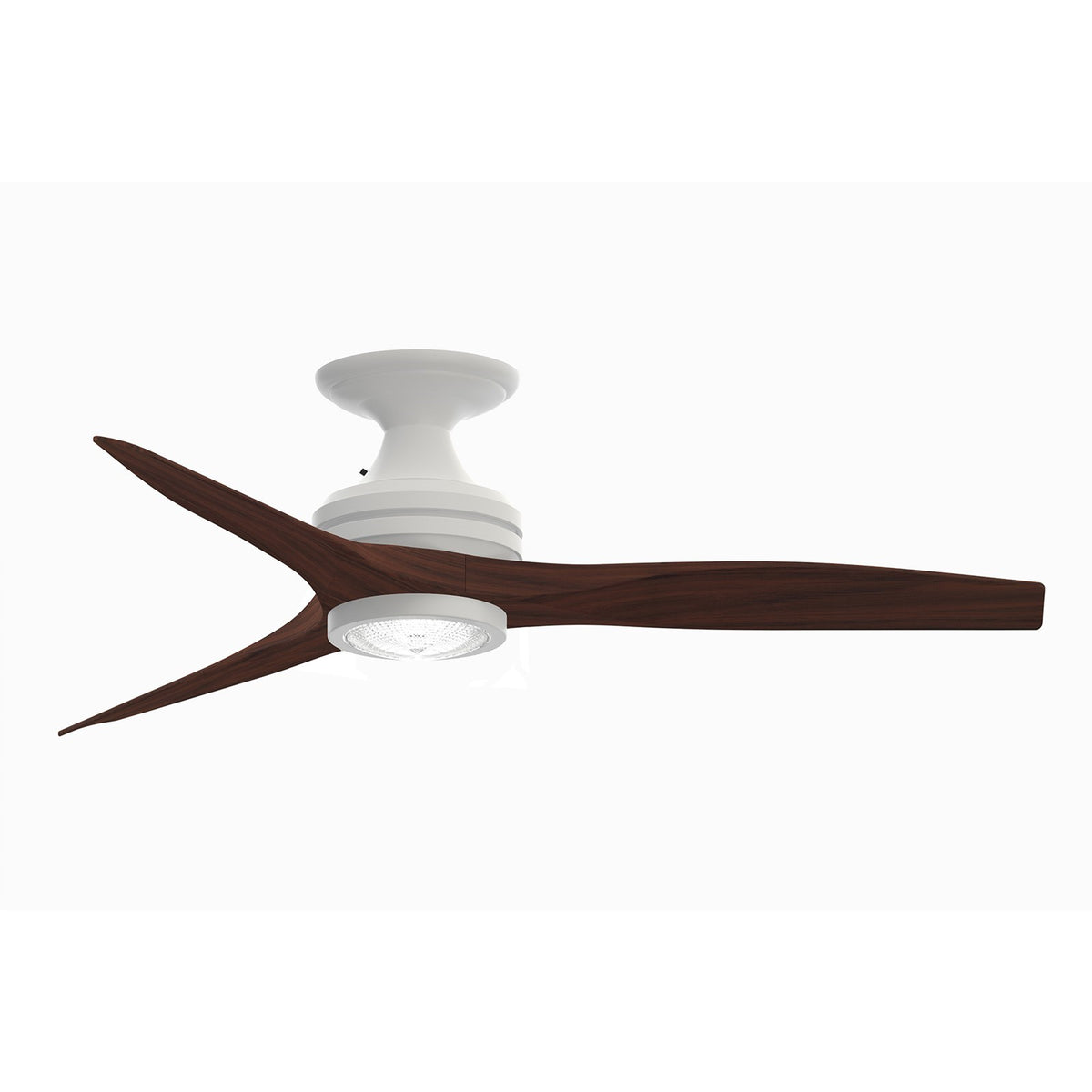 Fanimation Spitfire 48in 1-Light LED Flush Ceiling Fan | Matte White and Whiskey Wood Buttonwood Blades | Covered Porch | Model FP6721BMW-48WK-LK-F