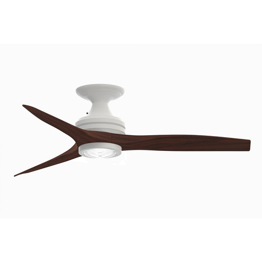 Fanimation Spitfire 48in 1-Light LED Flush Ceiling Fan | Matte White and Whiskey Wood Buttonwood Blades | Covered Porch | Model FP6721BMW-48WK-LK-F
