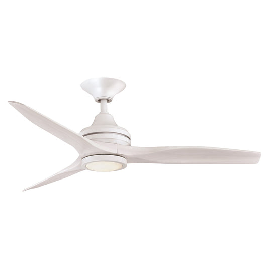 Fanimation Spitfire 48in 1-Light LED Ceiling Fan | Matte White and Washed White Buttonwood | Covered Patio & Porch | Model FP6721BMW-48WW-LK