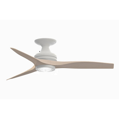 Fanimation Spitfire 48in Flush 1-Light LED Ceiling Fan | Matte White and Washed White Buttonwood | Low Ceiling & Covered | Model FP6721BMW-48WW-LK-F