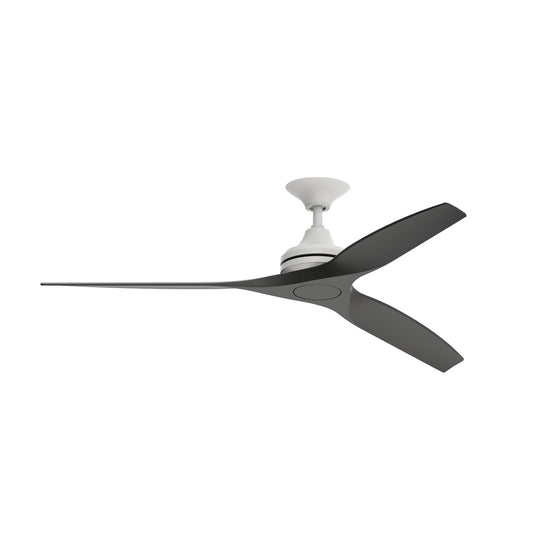 Fanimation Spitfire 60in Ceiling Fan No Light | Matte White and Black Buttonwood | Covered Patio & Porch | 60 x 60 x 12 in | Model FP6721BMW-60BL