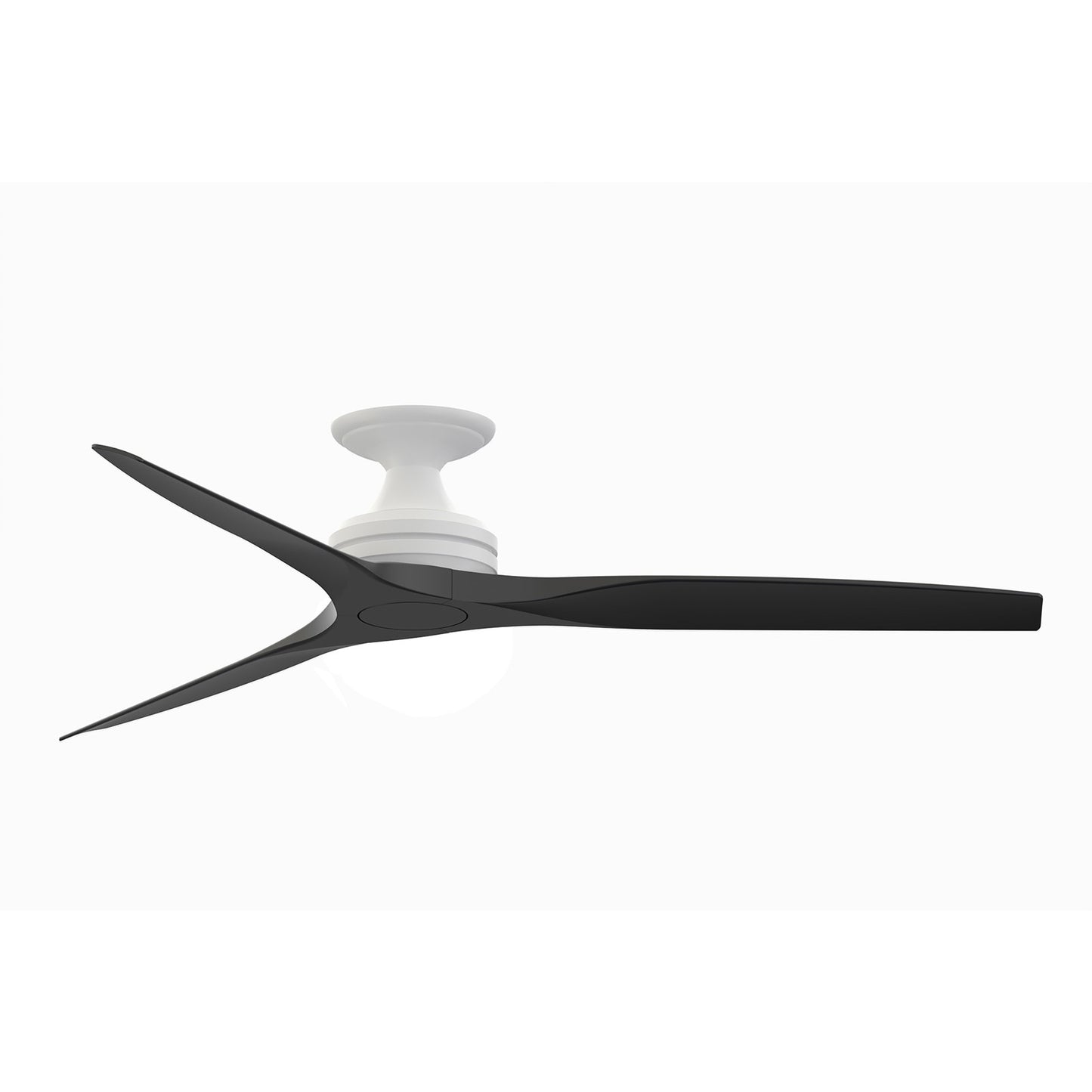 Fanimation Spitfire 60in Flush Ceiling Fan No Light | Matte White and Black Buttonwood | Low Ceiling & Covered Porch | Model FP6721BMW-60BL-F