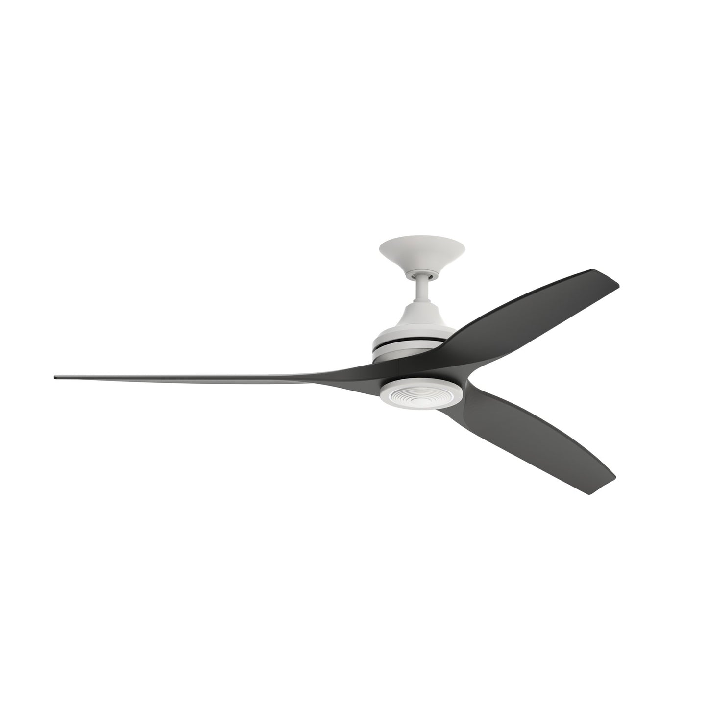 Fanimation Spitfire 60in 3-Light Ceiling Fan | Matte White and Black Buttonwood Blades | Covered Patio & Sunroom | Model FP6721BMW-60BL-LK