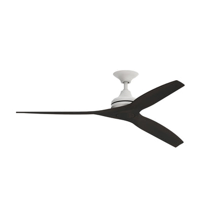 Fanimation Spitfire 60in 3-Blade Ceiling Fan | Matte White and Dark Walnut Buttonwood | Covered Patio & Sunroom | Model FP6721BMW-60DWA