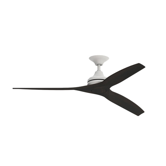 Fanimation Spitfire 60in 3-Blade Ceiling Fan | Matte White and Dark Walnut Buttonwood | Covered Patio & Sunroom | Model FP6721BMW-60DWA