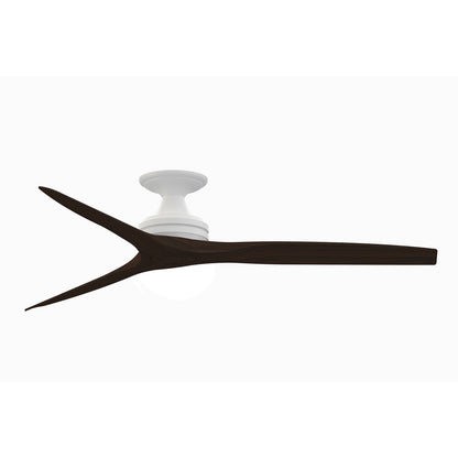 Fanimation Spitfire 60in Flush 3-Blade Ceiling Fan | Matte White and Dark Walnut Buttonwood | Covered Patio & Sunroom | Model FP6721BMW-60DWA-F