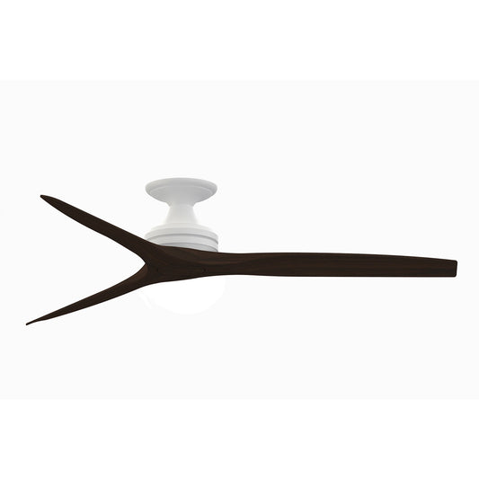 Fanimation Spitfire 60in Flush 3-Blade Ceiling Fan | Matte White and Dark Walnut Buttonwood | Covered Patio & Sunroom | Model FP6721BMW-60DWA-F