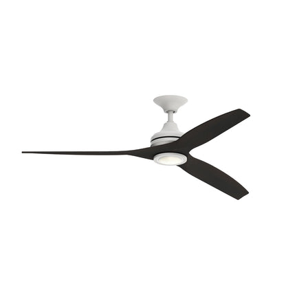 Fanimation Spitfire 60in 1-Light LED Ceiling Fan | Matte White and Dark Walnut Buttonwood | Covered Patio & Sunroom | Model FP6721BMW-60DWA-LK