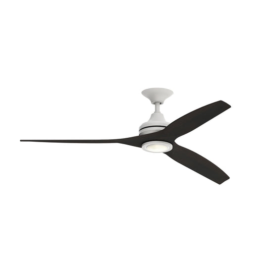 Fanimation Spitfire 60in 1-Light LED Ceiling Fan | Matte White and Dark Walnut Buttonwood | Covered Patio & Sunroom | Model FP6721BMW-60DWA-LK