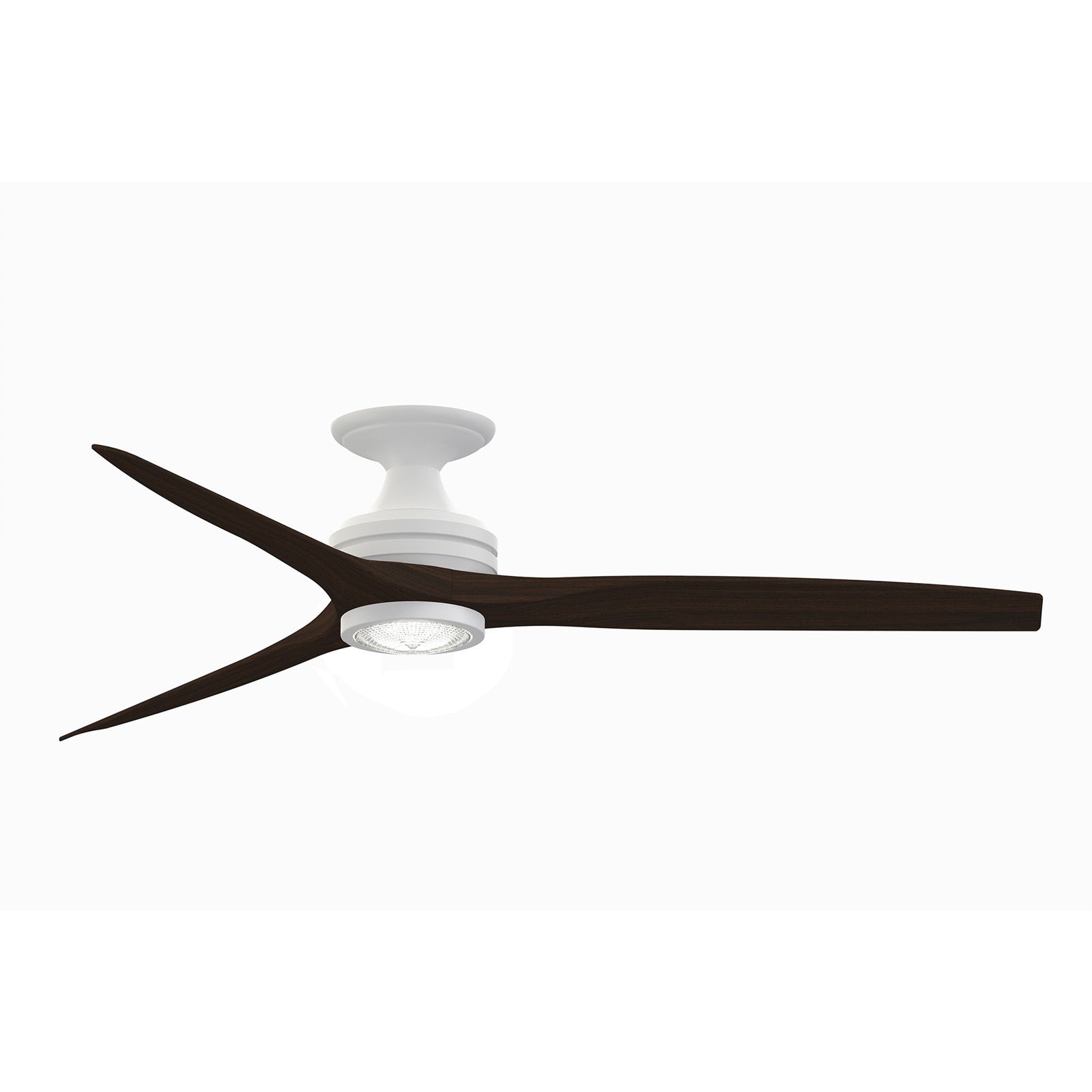 Fanimation Spitfire 60in Flush 1-Light LED Ceiling Fan | Matte White and Dark Walnut Buttonwood | Covered Patio & Low | Model FP6721BMW-60DWA-LK-F