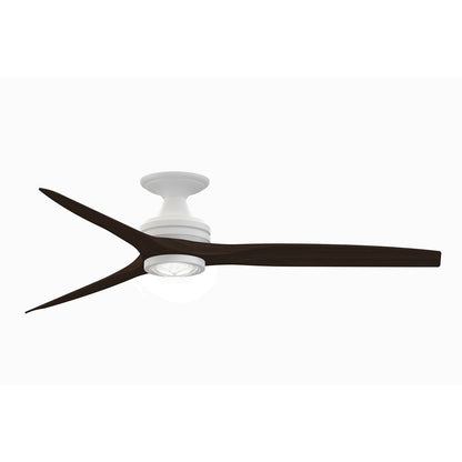 Fanimation Spitfire 60in Flush 1-Light LED Ceiling Fan | Matte White and Dark Walnut Buttonwood | Covered Patio & Low | Model FP6721BMW-60DWA-LK-F