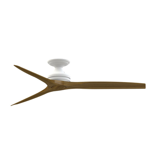 Fanimation Spitfire 60in Flush Ceiling Fan | Matte White and Koa Wood | Covered Patio & Low Ceiling | 60 x 60 x 9.5 in | Model FP6721BMW-60K-F