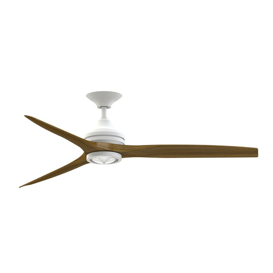 Fanimation Spitfire 60in 1-Light LED Ceiling Fan | Matte White and Koa Wood Blades | Covered Patio & Sunroom | Model FP6721BMW-60K-LK