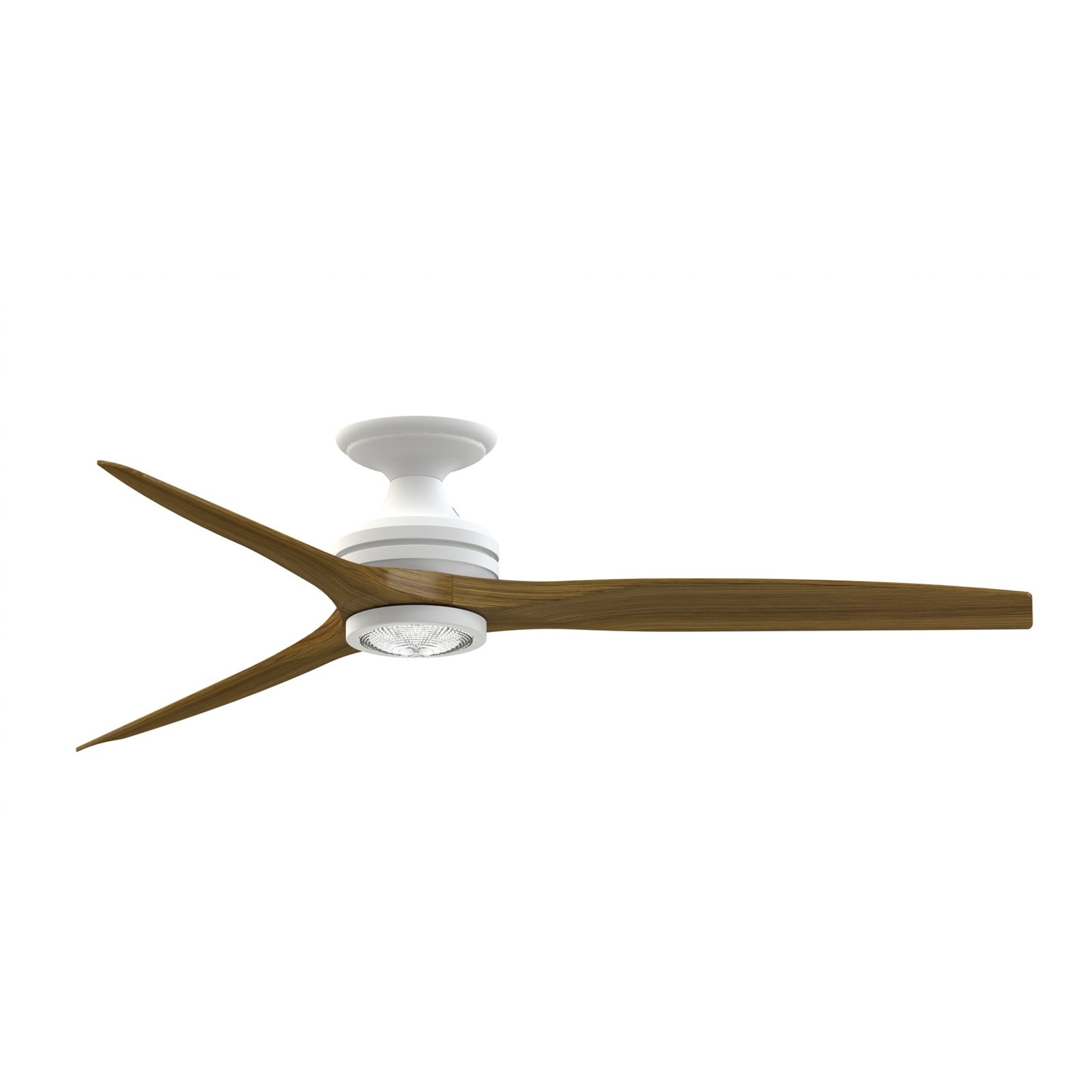 Fanimation Spitfire 60in 1-Light LED Flush Ceiling Fan | Matte White and Koa Wood Blades | Covered Patio & Sunroom | Model FP6721BMW-60K-LK-F