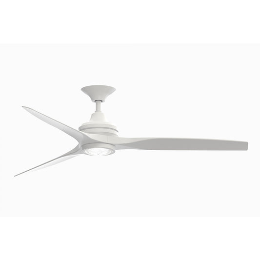 Fanimation Spitfire 60in 3-Blade Ceiling Fan with LED Light | Matte White and Buttonwood | Covered Patio & Sunroom | Model FP6721BMW-60MW-LK