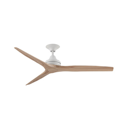 Fanimation Spitfire 60in 3-Blade Ceiling Fan | Matte White and Natural Buttonwood | Covered Patio & Sunroom | 60 x 60 x 12 in | Model FP6721BMW-60N