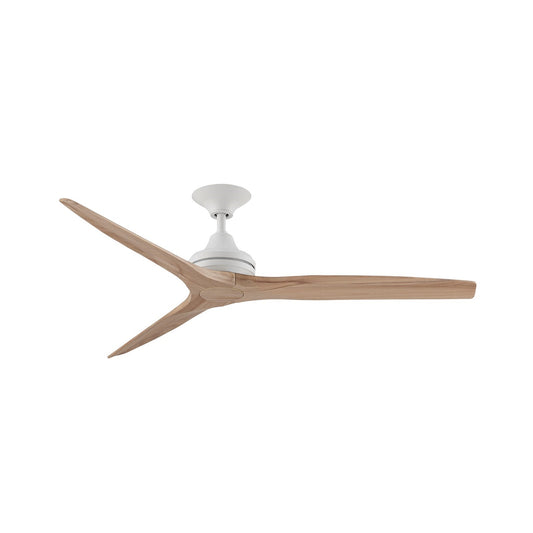 Fanimation Spitfire 60in 3-Blade Ceiling Fan | Matte White and Natural Buttonwood | Covered Patio & Sunroom | 60 x 60 x 12 in | Model FP6721BMW-60N