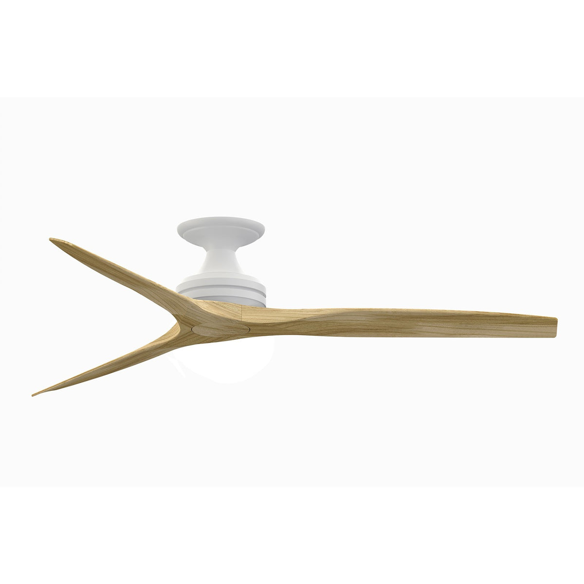Fanimation Spitfire 60in Flush 3-Blade Ceiling Fan | Matte White and Natural Buttonwood | Covered Patio & Sunroom | Model FP6721BMW-60N-F