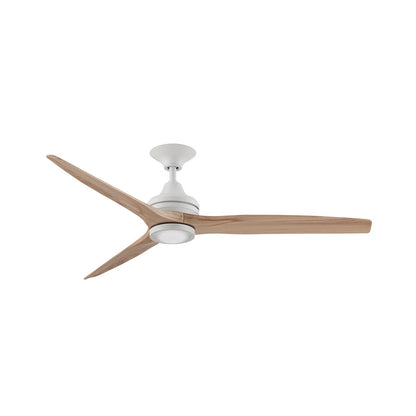 Fanimation Spitfire 60in 3-Blade LED Ceiling Fan | Matte White and Natural Buttonwood | Covered Patio & Sunroom | Model FP6721BMW-60N-LK