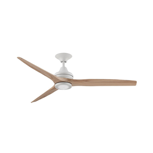 Fanimation Spitfire 60in 3-Blade LED Ceiling Fan | Matte White and Natural Buttonwood | Covered Patio & Sunroom | Model FP6721BMW-60N-LK
