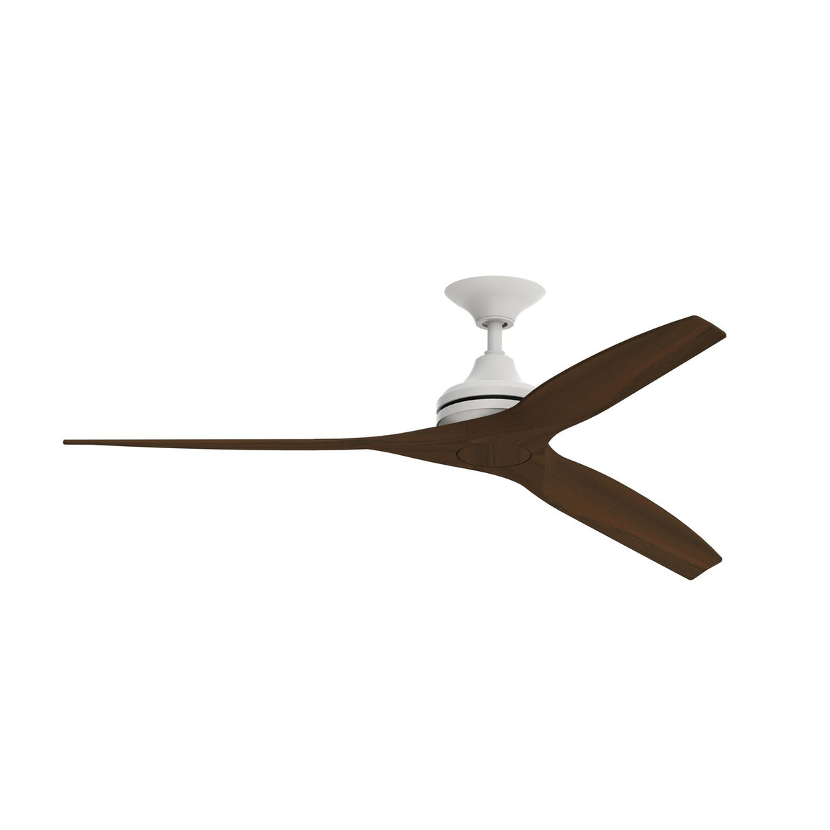 Fanimation Spitfire 60in 3-Blade Ceiling Fan | Matte White and Whiskey Wood | Covered Patio & Porch | 60 x 60 x 12 in | Model FP6721BMW-60WK