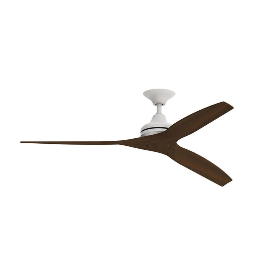 Fanimation Spitfire 60in 3-Blade Ceiling Fan | Matte White and Whiskey Wood | Covered Patio & Porch | 60 x 60 x 12 in | Model FP6721BMW-60WK