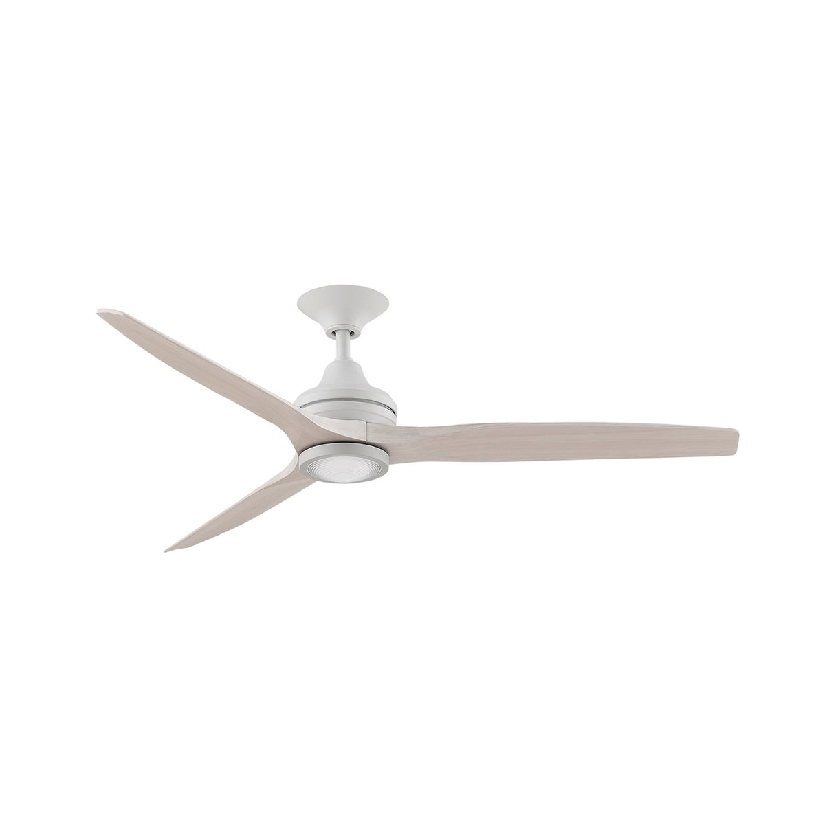 Fanimation Spitfire 60in 3-Blade Ceiling Fan with Light | Matte White and White Washed Buttonwood | Covered Patio & Porch | Model FP6721BMW-60WW-LK