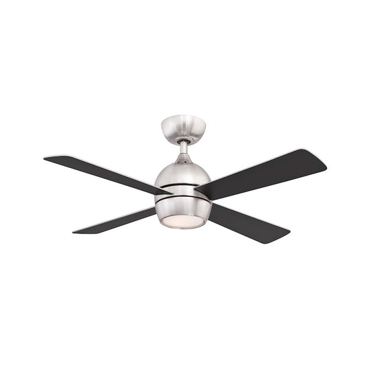 Fanimation Kwad 44in 4-Blade LED Ceiling Fan | Brushed Nickel & Black Wood Blades | Living Room & Bedroom | 44 x 44 x 15 in | Model FP7644BN