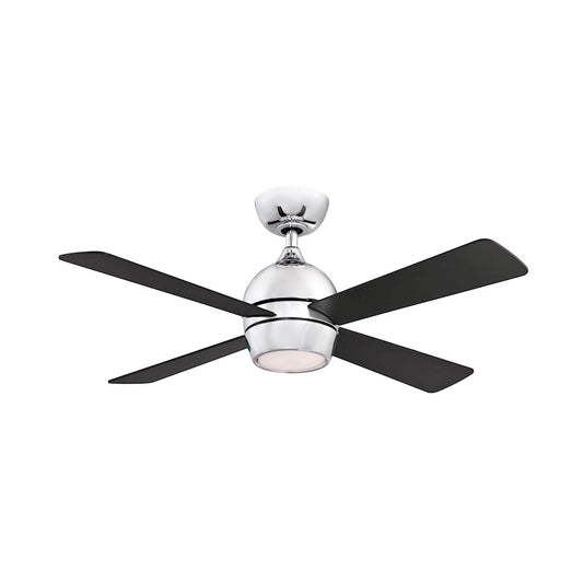 Fanimation Kwad 44in 4-Light Ceiling Fan | Chrome and Black Wood Blades | Bedroom & Living Room | 44 x 44 x 15 in | Model FP7644CH