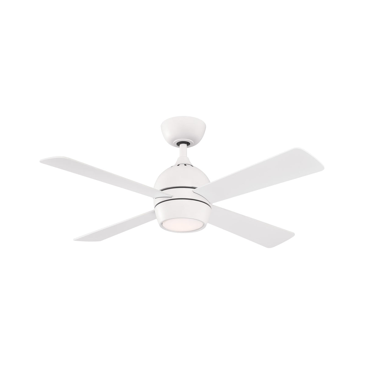 Fanimation Kwad 44in 4-Light Ceiling Fan | Matte White and Opal Frosted Glass | Bedroom & Living Room | 44 x 44 x 15 in | Model FP7644MW