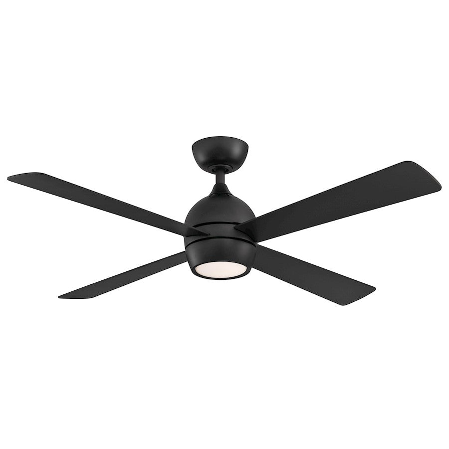 Fanimation Kwad 52in 4-Light Ceiling Fan | Black and Opal Frosted Glass | Bedroom & Living Room | 52 x 52 x 15 in | Model FP7652BL