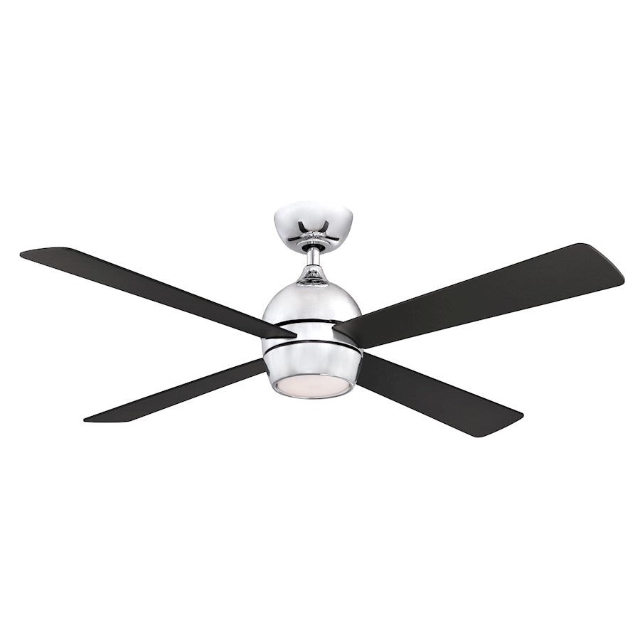 Fanimation Kwad 52in 4-Light Ceiling Fan | Modern Chrome and Black Wood Blades | Living Room & Bedroom | 52 x 52 x 15 in | Model FP7652CH