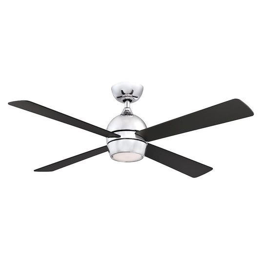 Fanimation Kwad 52in 4-Light Ceiling Fan | Modern Chrome and Black Wood Blades | Living Room & Bedroom | 52 x 52 x 15 in | Model FP7652CH