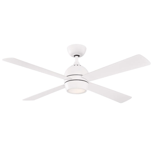 Fanimation Kwad 52in 4-Light Ceiling Fan | Modern Matte White and White Wood Blades | Living Room & Bedroom | 52 x 52 x 15 in | Model FP7652MW