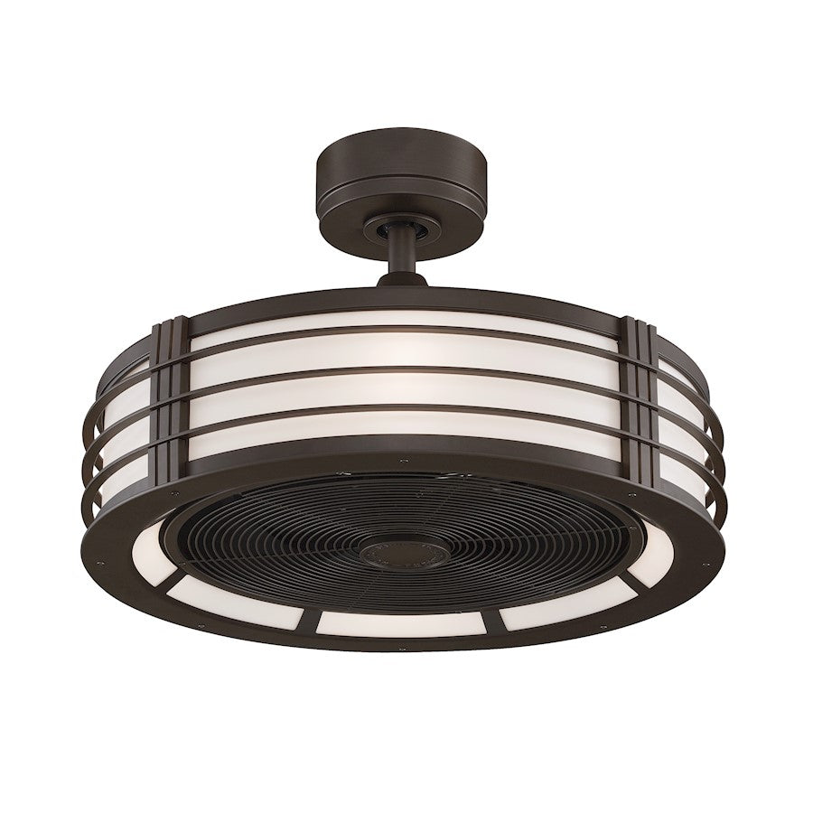 Fanimation Beckwith 13in 3-Blade Ceiling Fan | Oil-Rubbed Bronze & White Frosted Glass | Bedroom & Home Office | 1363 CFM, LED | Model FP7964BOB