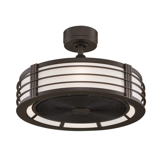 Fanimation Beckwith 52in 5-Blade Ceiling Fan | Oil-Rubbed Bronze and Black Blades with Cream Shade | Living Room & Bedroom | Model FP7964OB